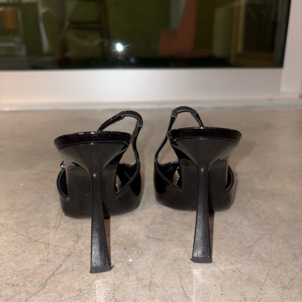 Saint Laurent Black Patent Leather Slingback Heels black 38,5 . 8,5 - Picture 5 of 13
